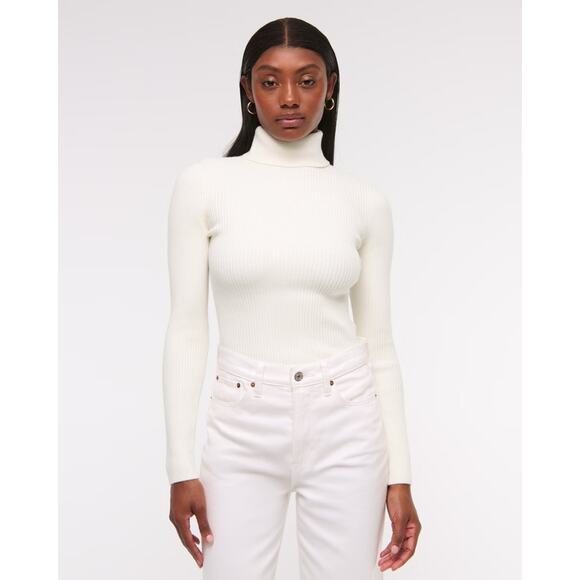 Wolford White Cream Cotton Velvet Ribbed Turtleneck Long Sleeve Bodysuit M - Picture 1 of 5